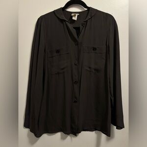 Giorgio Armani Vintage 100% Silk Button Up Shirt Gray Black Size 40
